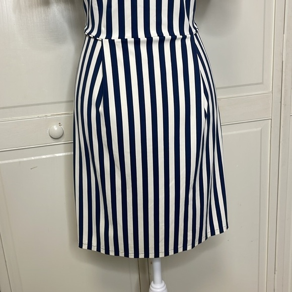Jude Connally Women’s Navy Blue Striped Midi Dress Size Small - Picture 9 of 10